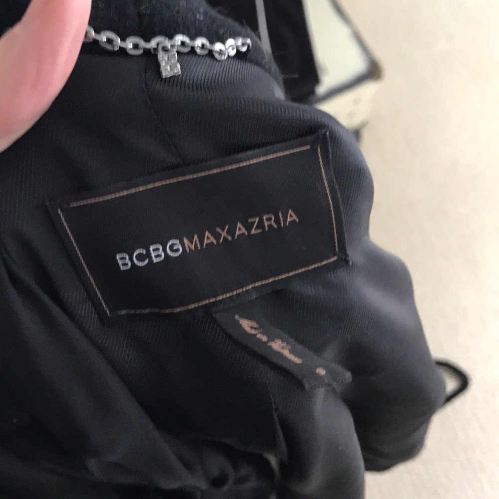BCBG Black Moto Style Wool Blend Swing Coat/Jacket - Picture 6 of 7
